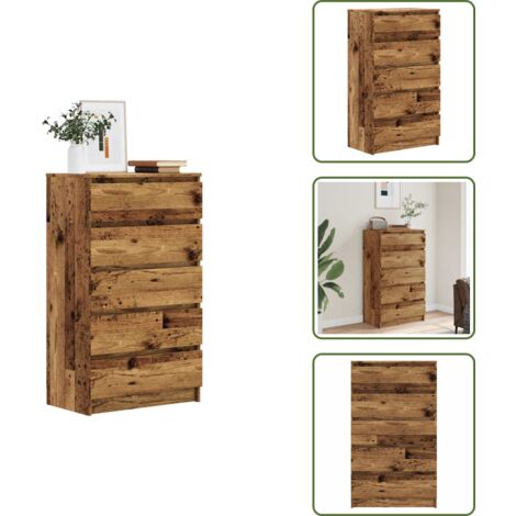 Almacenamiento en casa - vidaXL Cajonera de madera de ingeniería envejecida 60x36x103 cm - Muebles decorativos