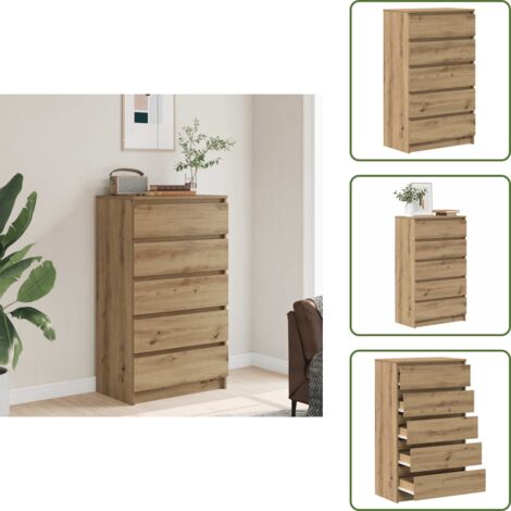 Almacenamiento en casa - vidaXL Cajonera de madera de ingeniería roble artisan 60x36x103 cm - Muebles decorativos