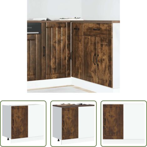 Almacenamiento en cocina -  Mueble bajo de cocina Lucca madera contrachapada roble ahumado