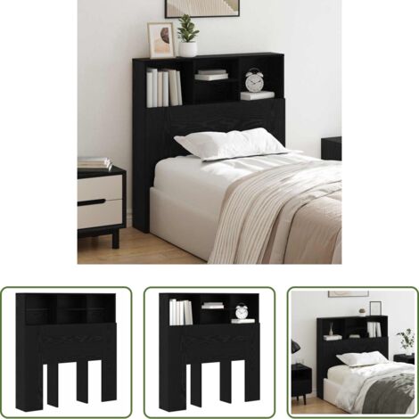 Almacenamiento en dormitorio -  Cabecero con armario Roble Negro 100 x 19 x 103,5 cm