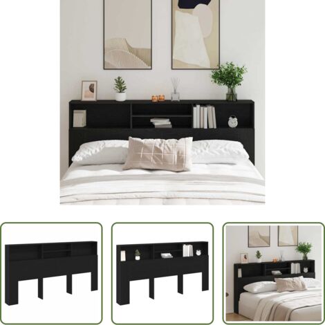 Almacenamiento en dormitorio -  Cabecero con armario Roble Negro 200 x 19 x 103,5 cm