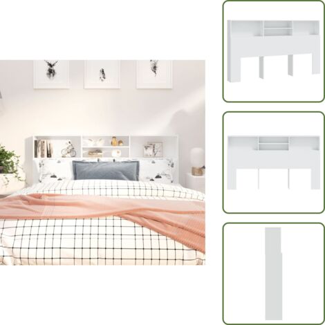 Almacenamiento en dormitorio - vidaXL Mueble cabecero blanco 180x19x103,5 cm - Mueble de pared