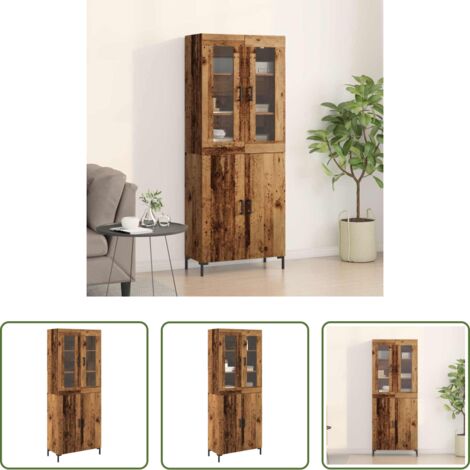 Almacenamiento en pared -  Aparador alto 2 pcs Madera envejecida 69,5 x 34 x 180 cm