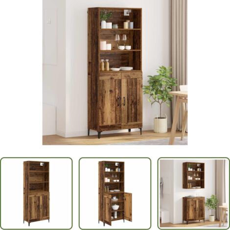 Almacenamiento en pared -  Aparador alto 2 pcs Madera envejecida Madera de ingeniería