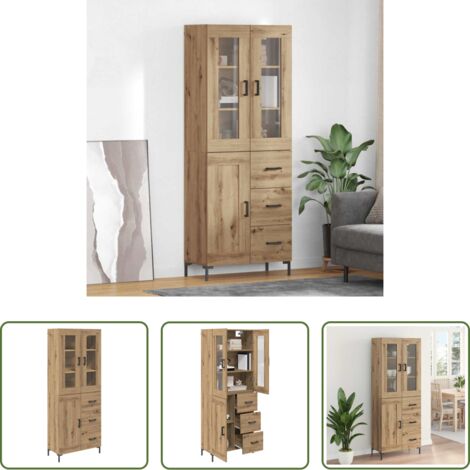 Almacenamiento en pared -  Aparador alto 2 pcs Roble artesanal Madera de ingeniería