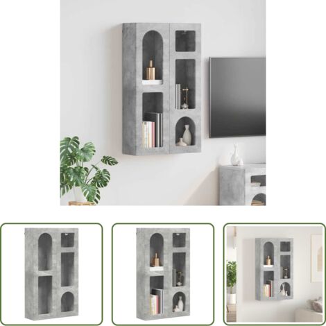 Almacenamiento en pared -  Mueble colgante con estante Gris Concreto 59 x 20 x 100 cm
