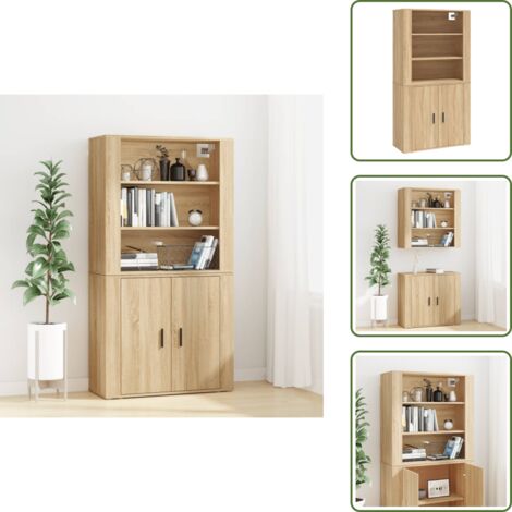 Almacenamiento en pared - vidaXL Aparador alto madera contrachapada color roble - Muebles de madera contrachapada