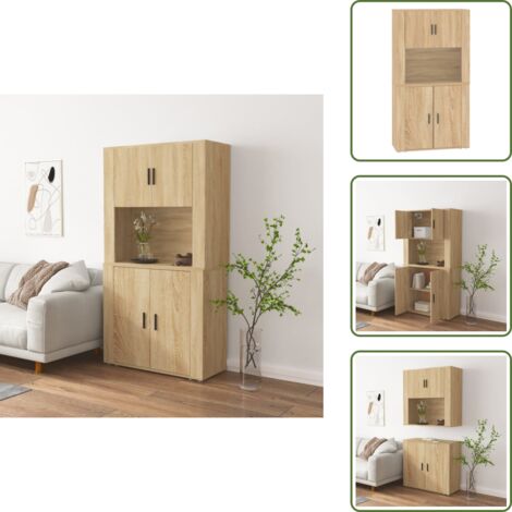 Almacenamiento en pared - vidaXL Aparador alto madera contrachapada color roble - Muebles de madera contrachapada