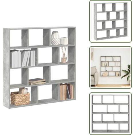 Almacenamiento en pared - vidaXL Estante cubo de pared 12 compartimentos madera gris hormigón - Estantería de madera gris hormigón