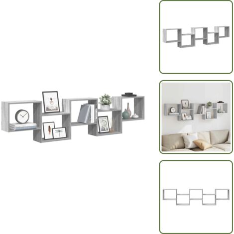 Almacenamiento en pared - vidaXL Estante cubo de pared 5 compartimentos madera gris Sonoma - Estante de madera gris Sonoma