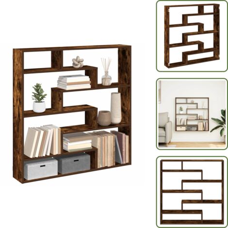 Almacenamiento en pared - vidaXL Estante cubo de pared 7 compartimentos madera roble ahumado - Estante de roble ahumado