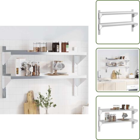 Almacenamiento en pared - vidaXL Estante de pared acero inoxidable plateado 100x23,5x60 cm - Estantería multifuncional