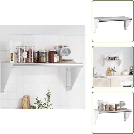 Almacenamiento en pared - vidaXL Estante de pared de acero inoxidable plateado 75x30x31 cm - Estantería multifuncional