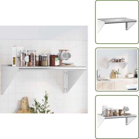 Almacenamiento en pared - vidaXL Estante de pared de acero inoxidable plateado 75x45x31 cm - Estantería multifuncional