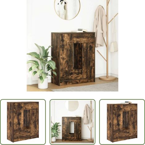 Almacenamiento en sala -  Aparador con cajones y puertas roble ahumado 73x31x90 cm