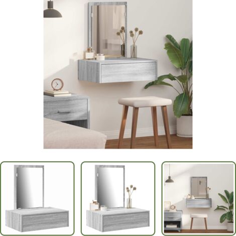 Almacenamiento en tocador -  Mesa Tocador Gris 60 x 40 x 70 cm Madera de ingeniería