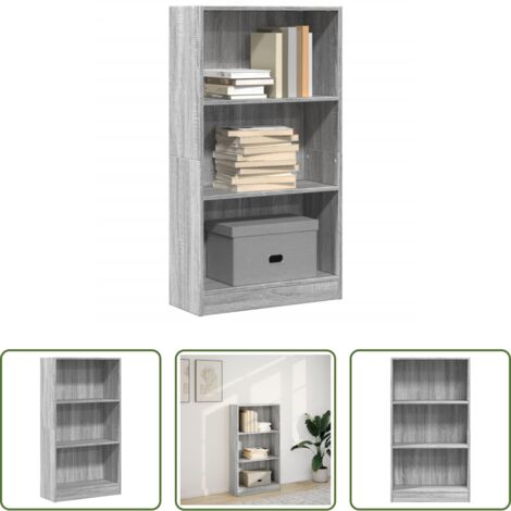 Almacenamiento -  Estantería de madera de ingeniería gris Sonoma 60x24x109 cm