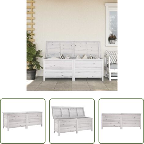 Almacenamiento exterior -  Arcón de jardín madera maciza abeto blanco 150x50x56,5 cm