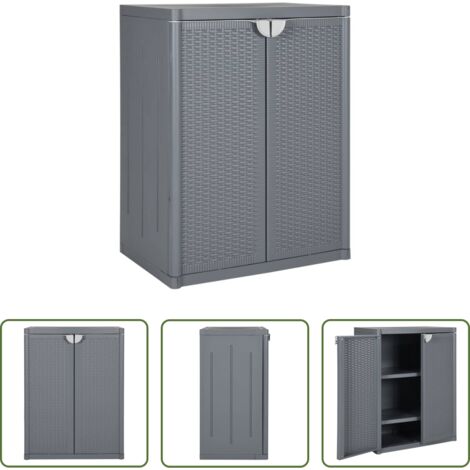 Almacenamiento exterior -  Armario de almacenaje para jardín PP ratán gris 65x45x88 cm