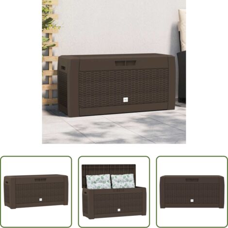 Almacenamiento exterior -  Caja de almacenaje de jardín polipropileno marrón 119x48x60 cm