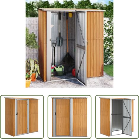 Almacenamiento exterior -  Caseta de jardín 180,5x97x209,5 cm acero galvanizado aspecto madera