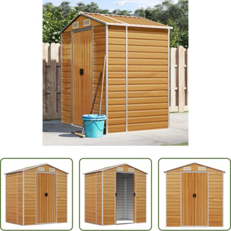 Almacenamiento exterior -  Caseta de jardín acero galvanizado marrón claro 191x130x198 cm