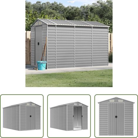 Almacenamiento exterior -  Caseta de jardín gris claro 191x300x198 cm acero galvanizado