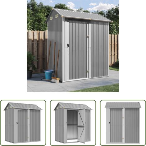 Almacenamiento exterior -  Caseta de jardín gris claro 192x152,5x237 cm acero galvanizado