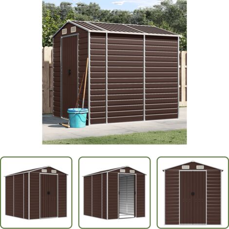 Almacenamiento exterior -  Caseta de jardín marrón 191x215x198 cm acero galvanizado