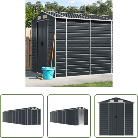 Almacenamiento exterior -  Cobertizo de jardín acero galvanizado antracita 191x810x198 cm