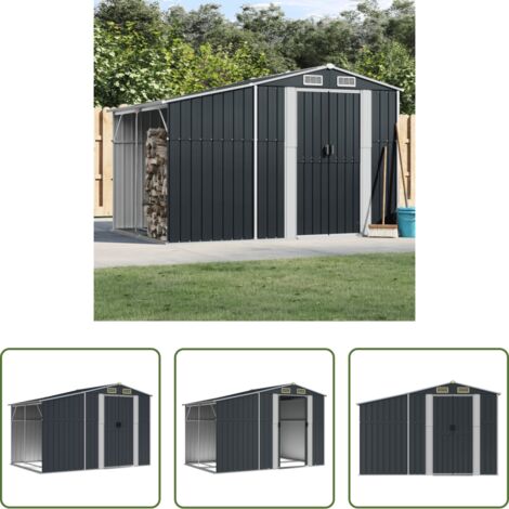 Almacenamiento exterior -  Cobertizo de jardín acero galvanizado antracita 277x192,5x179cm