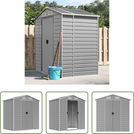 Almacenamiento exterior -  Cobertizo de jardín acero galvanizado gris claro 191x130x198 cm