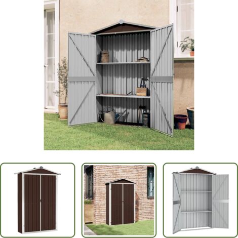 Almacenamiento exterior -  Cobertizo de jardín acero galvanizado marrón 116x45x175 cm