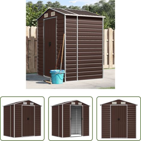 Almacenamiento exterior -  Cobertizo de jardín acero galvanizado marrón 191x130x198 cm