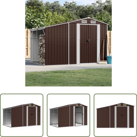 Almacenamiento exterior -  Cobertizo de jardín acero galvanizado marrón 277x192,5x179 cm
