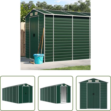 Almacenamiento exterior -  Cobertizo de jardín acero galvanizado verde 191x470x198 cm