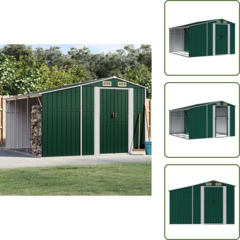 Almacenamiento exterior - vidaXL Cobertizo de jardín acero galvanizado verde 277x279x179 cm - Caseta de jardín