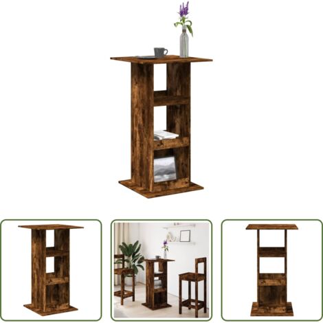 Almacenamiento -  Mesa alta bar con almacenaje madera roble ahumado 60x60x102 cm