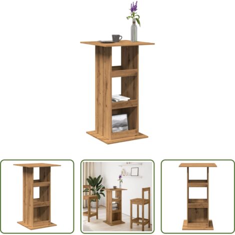 Almacenamiento -  Mesa alta bar con almacenaje madera roble artisian 60x60x102 cm