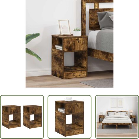 Almacenamiento -  Mesa Auxiliar 2 pcs Roble ahumado 30,5 x 30 x 45 cm