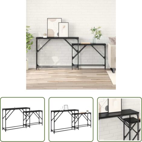 Almacenamiento -  Mesa Consola 2 pcs Roble Negro 100 x 28 x 75 cm