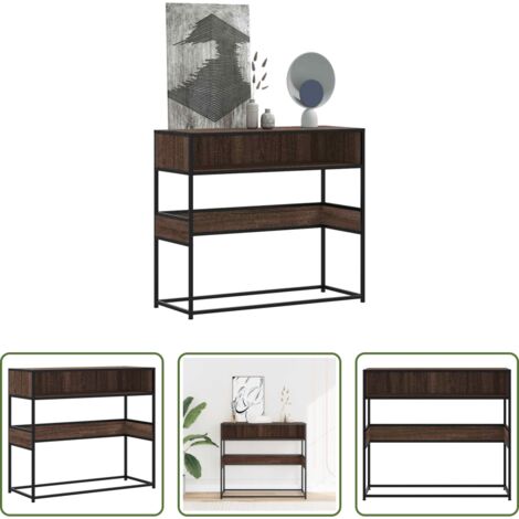 Almacenamiento -  Mesa consola madera de ingeniería marrón roble 90x35x80 cm