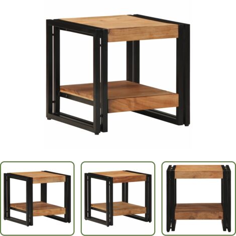 Almacenamiento -  Mesa de Café Marrón 40 x 40 x 38 cm Madera de Acacia Sólida