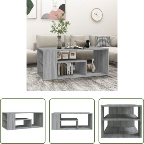 Almacenamiento -  Mesa de centro madera contrachapada gris Sonoma 100x50x40 cm