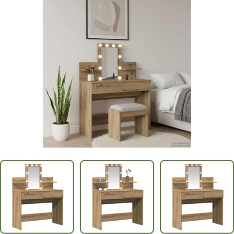 Almacenamiento -  Mesa Tocador con cajón Roble artesanal 100 x 40 x 130 cm