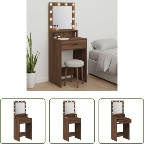 Almacenamiento -  Mesa Tocador Roble Marrón 50 x 41 x 135 cm Madera de ingeniería