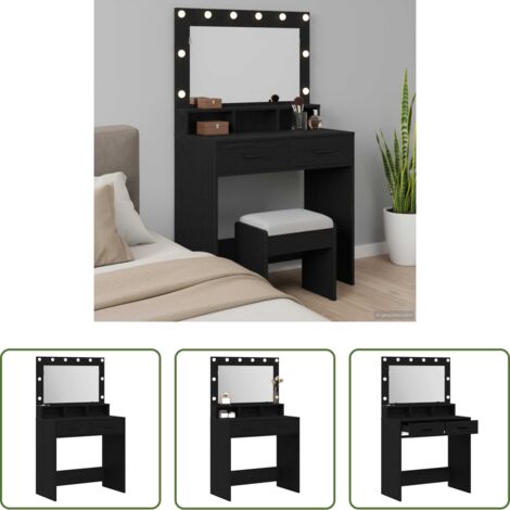 Almacenamiento -  Mesa Tocador Roble Negro 79 x 41 x 135 cm Madera de ingeniería