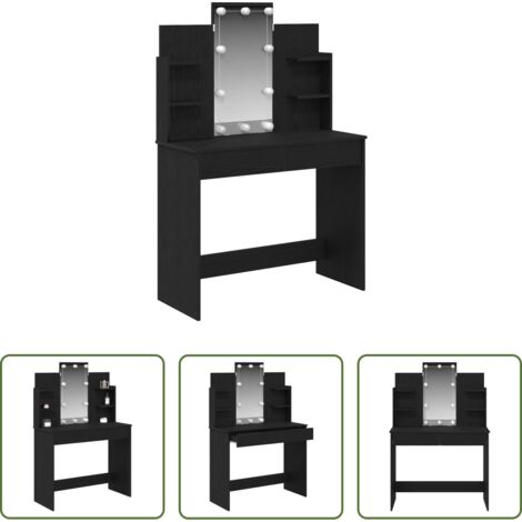 Almacenamiento -  Mesa Tocador Roble Negro 96 x 39 x 142 cm Madera de ingeniería