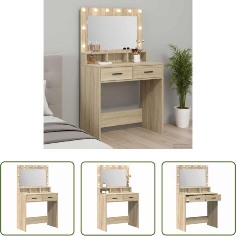 Almacenamiento -  Mesa Tocador Roble Sonoma 79 x 41 x 135 cm Madera de ingeniería