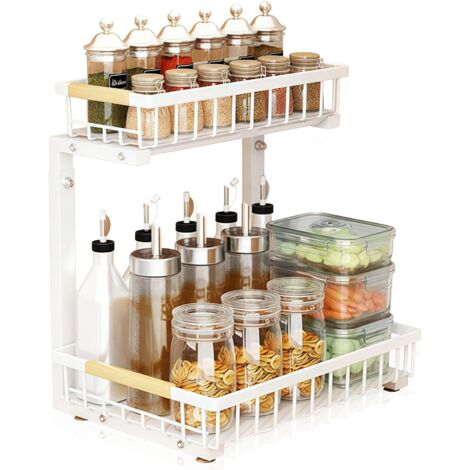 Almacenamiento metálico bajo el fregadero, almacenamiento y organización de cocina ajustable, almacenamiento bajo el fregadero de la cocina, organizador de fregadero de cocina, organizador de armario 